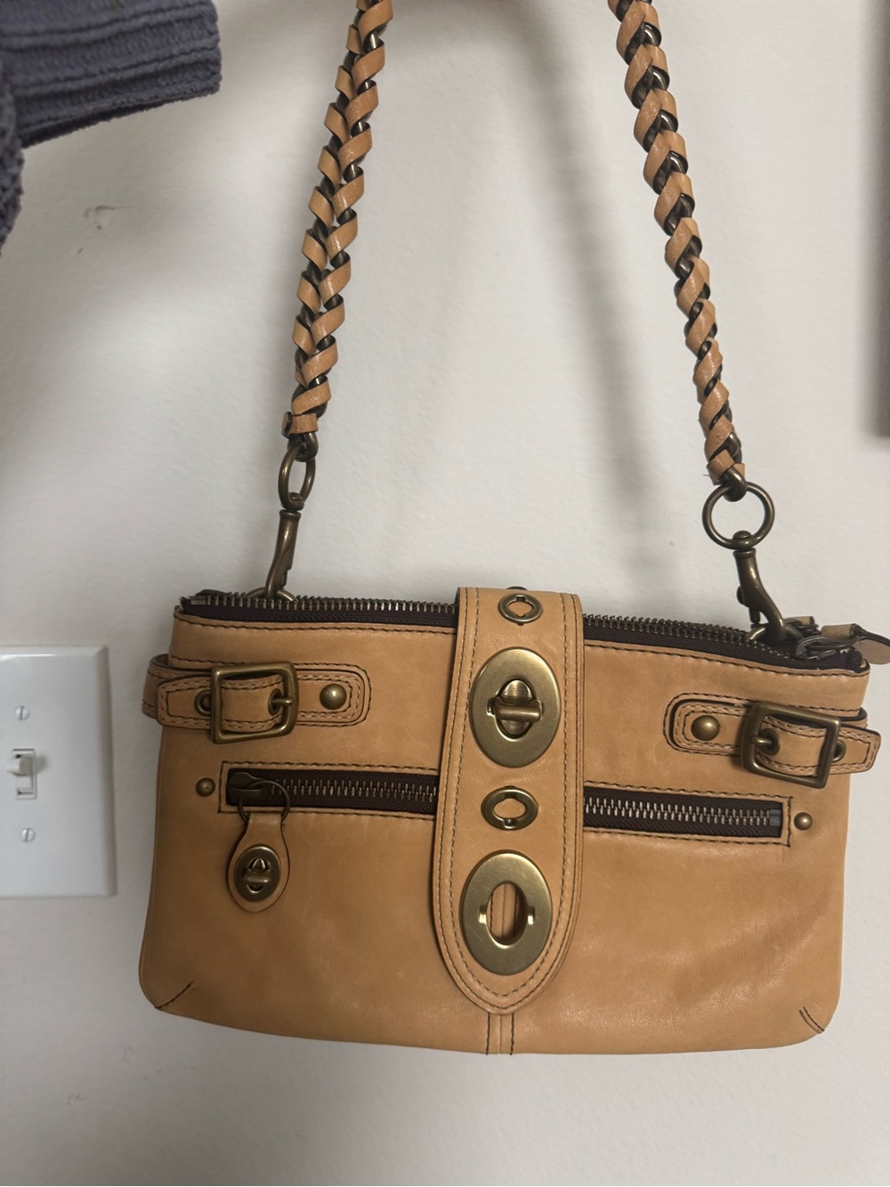 Coach Leather Legacy Bridget Turnlock Shoulder Bag 11622 in Tan